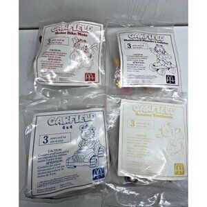 Garfield 1989 Complete Set of 4 McDonalds Happy Meal Kids Toys Canada SEALED